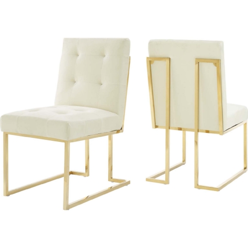 Privy Dining Chair in Ivory Velvet & Gold Stainless (Set of 2)