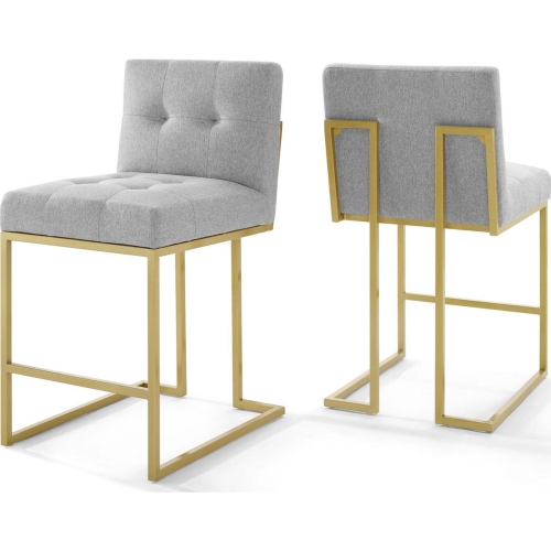 Privy Counter Stool in Light Gray Fabric & Gold Stainless (set of 2)