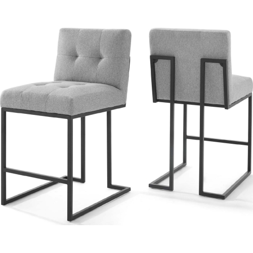 Privy Counter Stool in Light Gray Fabric & Black Stainless (Set of 2)