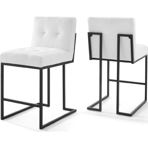 Privy Counter Stool in White Fabric & Black Stainless (Set of 2)