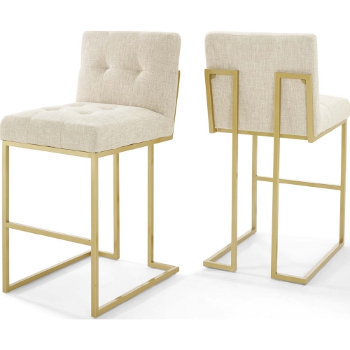 Privy Bar Stool in Beige Velvet & Gold Stainless (Set of 2)