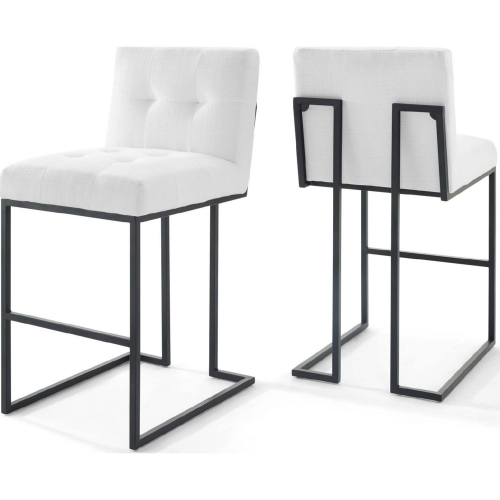 Privy Bar Stool in White Fabric & Black Stainless (Set of 2)