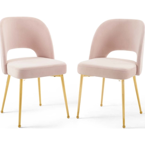 Rouse Dining Chair in Pink Velvet & Gold Metal (Set of 2)