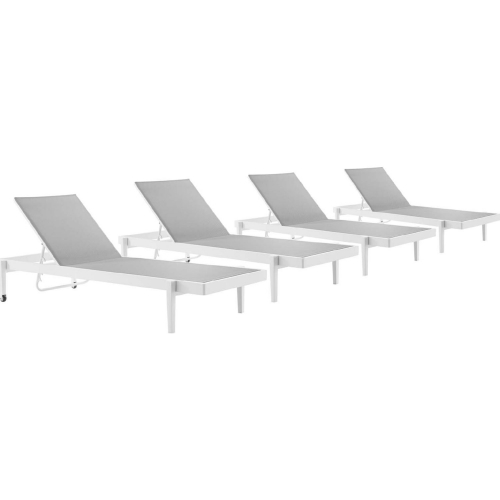 Charleston Outdoor Chaise Lounge Chair in Gray Mesh (Set of 4)