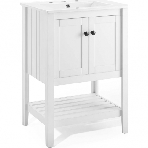 Prestige 24" Bathroom Vanity in White w/ White Ceramic Sink