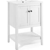 Prestige 24" Bathroom Vanity in White w/ White Ceramic Sink