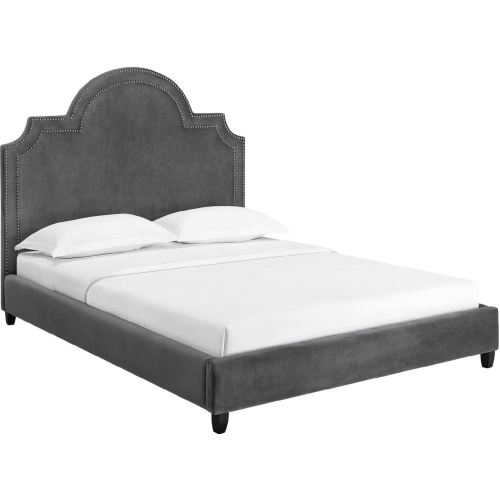 Primrose Queen Platform Bed in Gray Performance Velvet