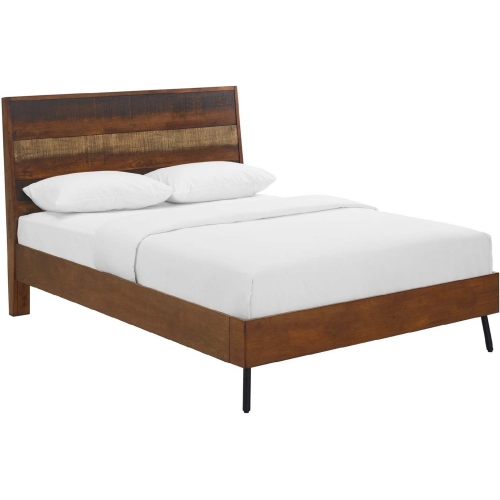 Arwen Queen Rustic Wood Bed in Walnut Finish