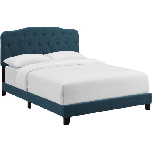 Amelia Queen Bed in Tufted Azure Fabric