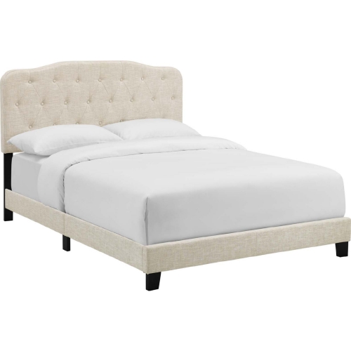 Amelia Queen Bed in Tufted Beige Fabric