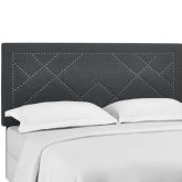 Reese Full / Queen Headboard in Gray Linen w/ Nailhead