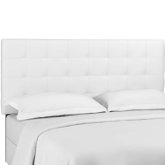 Paisley King California King Headboard in Tufted White Leatherette