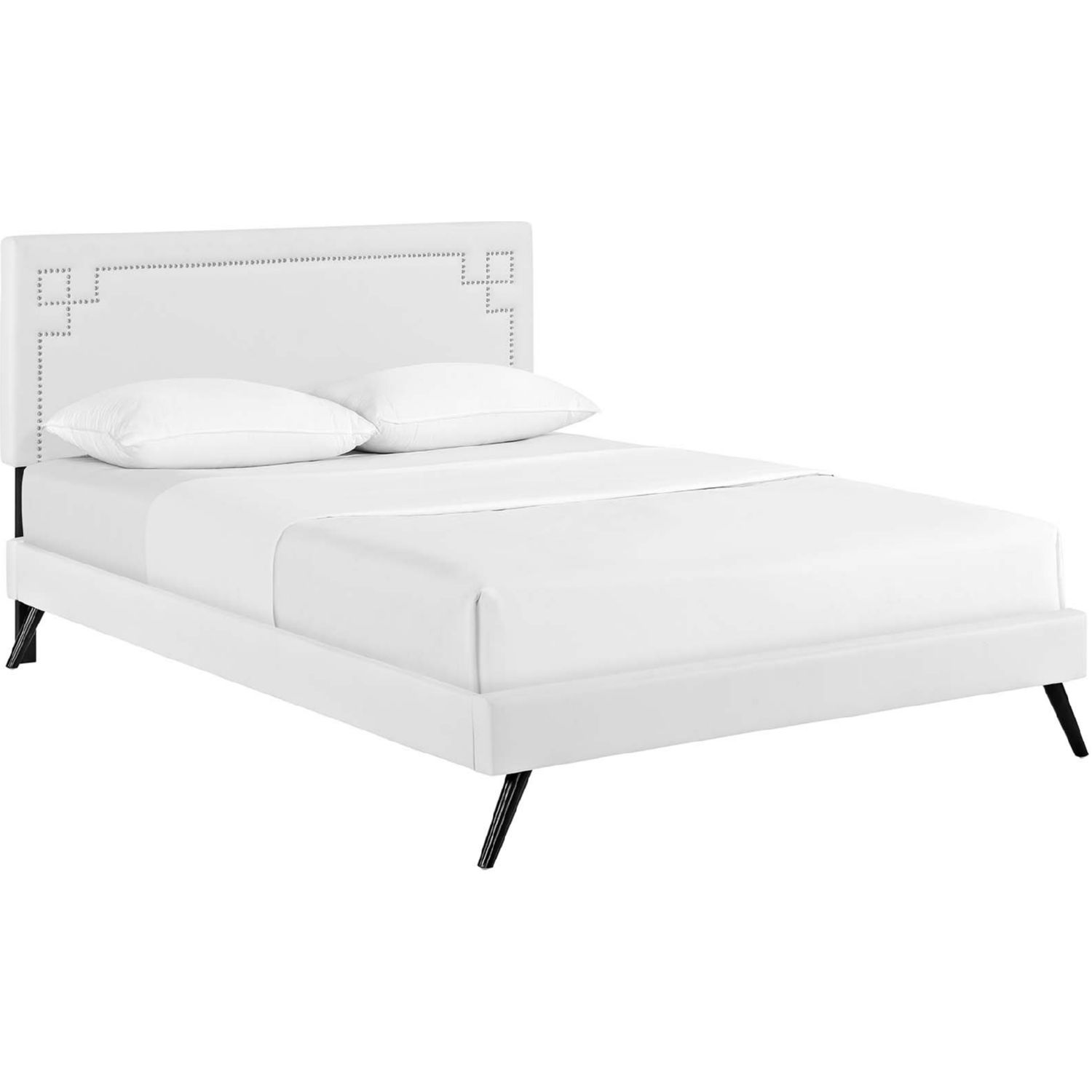 Modway MOD-5930-WHI Ruthie Queen Platform Bed In White Leatherette W ...