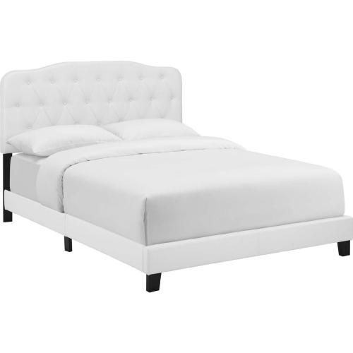 Amelia Queen Bed in Tufted White Leatherette