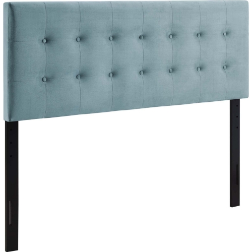 Emily Queen Headboard in Biscuit Tufted Light Blue Velvet