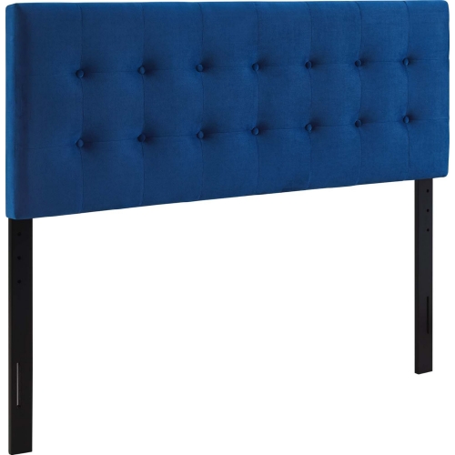 Emily Queen Headboard in Biscuit Tufted Navy Blue Velvet