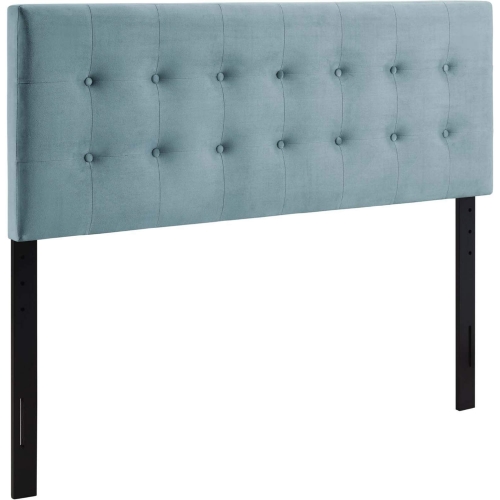 Emily King Headboard in Tufted Light Blue Velvet