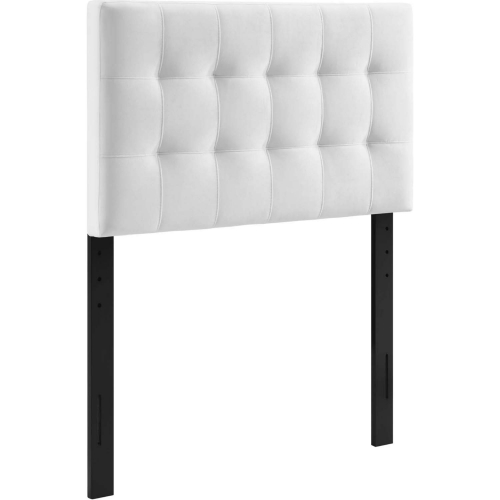 Lily Twin Headboard in Tufted White Velvet