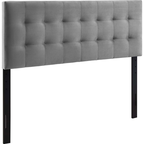 Lily Queen Headboard in Biscuit Tufted Gray Velvet