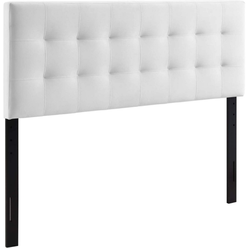 Lily King Headboard in Tufted White Velvet