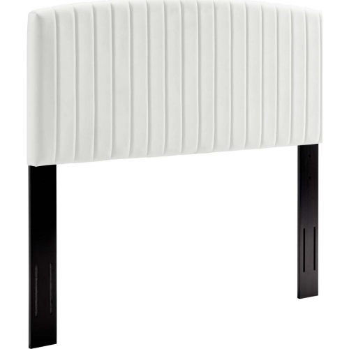 Rebecca Twin Headboard in Channel Tufted White Velvet