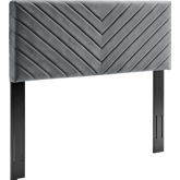 Alyson Full Queen Headboard in Channel Tufted Charcoal Velvet