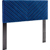 Alyson Full Queen Headboard in Channel Tufted Navy Velvet