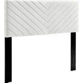 Alyson Full Queen Headboard in Channel Tufted White Velvet