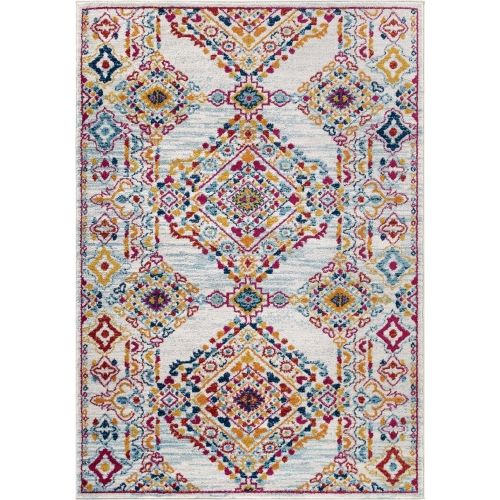 Entourage Khalida Distressed Vintage Floral Lattice 5 x 8 Area Rug