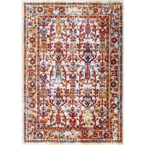 Entourage Jessa Distressed Vintage Floral Lattice 5 x 8 Area Rug