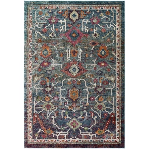 Tribute Every Distressed Vintage Floral 8 x 10 Area Rug in Multicolor