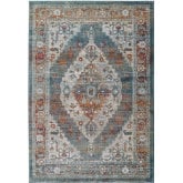 Tribute Camellia Distressed Vintage Floral Medallion 5 x 8 Area Rug in Multicolor