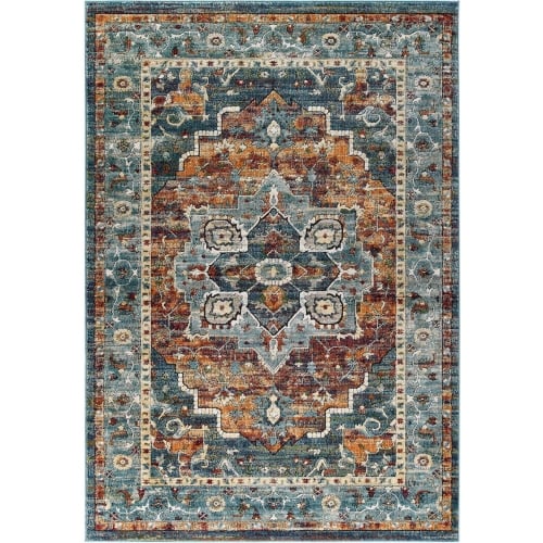 Tribute Diantha Distressed Vintage Floral Medallion 5 x 8 Area Rug in Multicolor