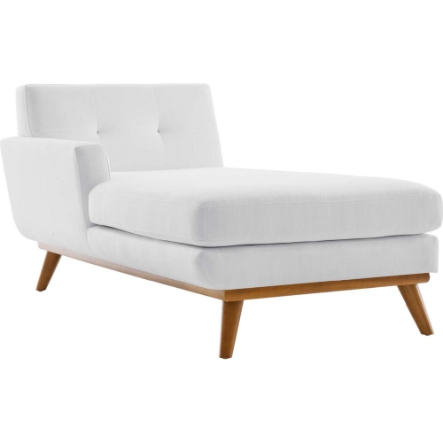 Engage Left Arm Facing Chaise in Tufted White Fabric