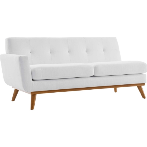 Engage Left Arm Facing Loveseat in Tufted White Fabric