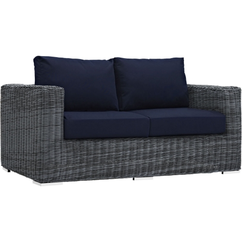 Summon Outdoor Patio Sunbrella&reg; Loveseat in Canvas & Navy