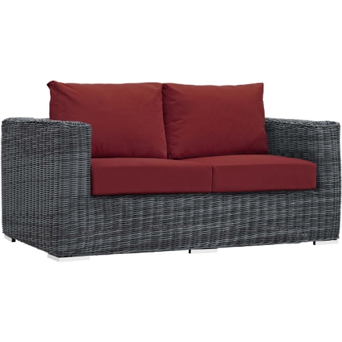 Summon Outdoor Patio Sunbrella&reg; Loveseat in Canvas & Red