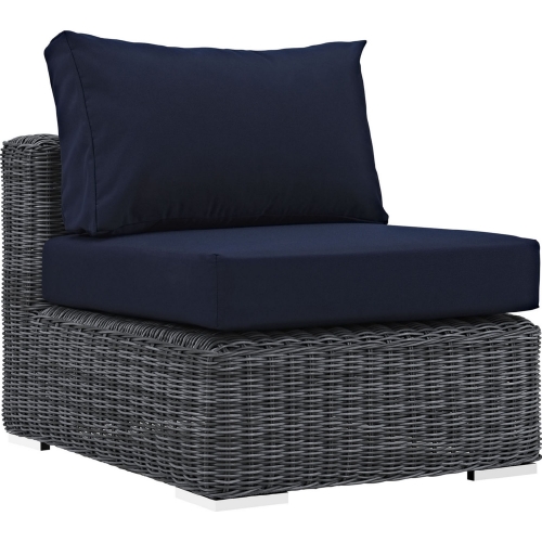 Summon Outdoor Patio Sunbrella&reg; Armless Chair in Canvas & Navy