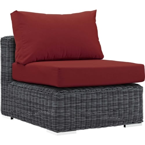 Summon Outdoor Patio Sunbrella&reg; Armless Chair in Canvas & Red