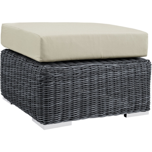 Summon Outdoor Patio Sunbrella&reg; Ottoman in Canvas & Antique Beige