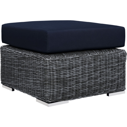 Summon Outdoor Patio Sunbrella&reg; Ottoman in Canvas & Navy