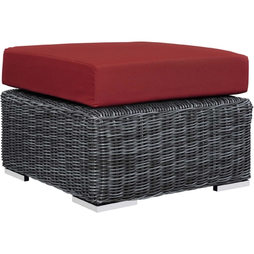 Summon Outdoor Patio Sunbrella&reg; Ottoman in Canvas & Red