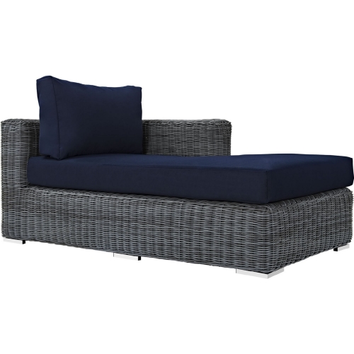 Summon Outdoor Patio Sunbrella&reg; Right Arm Chaise in Canvas & Navy