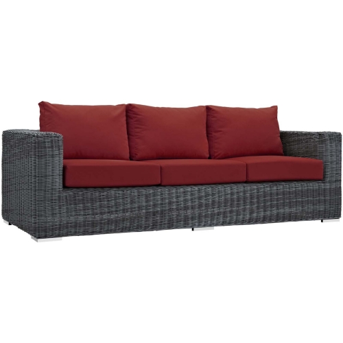 Summon Outdoor Patio Sunbrella&reg; Sofa in Canvas & Red