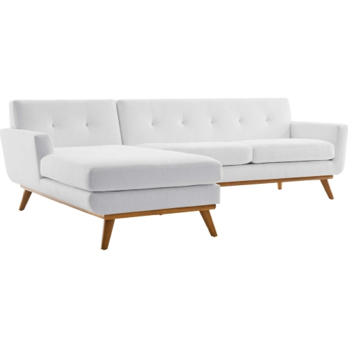 Engage Left Facing Sectional Sofa in White Fabric