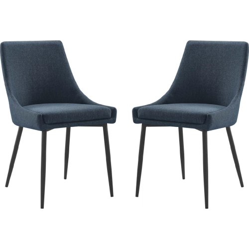 Viscount Dining Chair in Azure Blue Fabric & Black Metal (Set of 2)