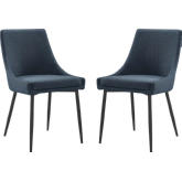 Viscount Dining Chair in Azure Blue Fabric & Black Metal (Set of 2)