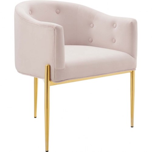 Savour Accent Chair in Tufted Pink Velvet & Gold Steel