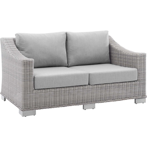 Conway Sunbrella&reg; Outdoor Loveseat in Light Gray Poly Rattan & Gray