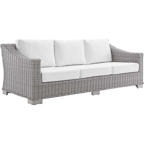 Conway Outdoor Sofa in Gray Poly Wicker & White Sunbrella&reg; Fabric